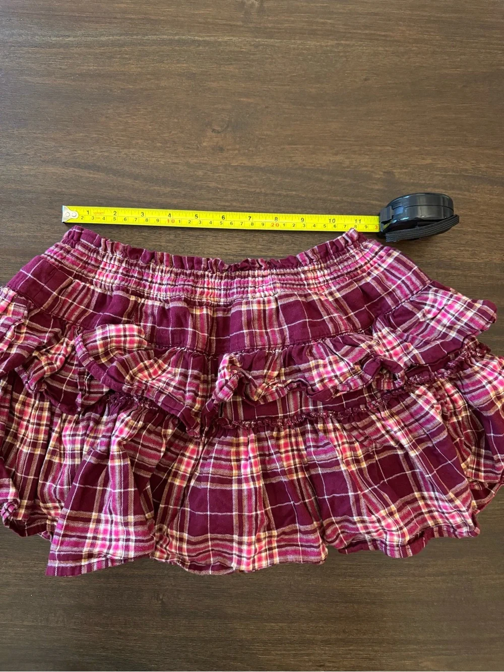 Ruffled Plaid Mini Skirt - Pink Plaid Size Small Youth